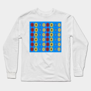 Flowers on Blue Long Sleeve T-Shirt